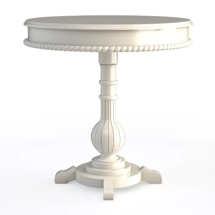 31.5” Round Wood Dining Table, Metal Pedestal