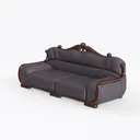 Vintage Solid Wood Leather Classic Sofa 3D Model Left 45 Degree View