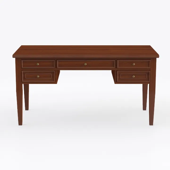 Traditional Solid Walnut Wood 5 Drawer Office Desk 3D Model