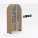 71" Tall Arched Bookcase with Storage, Mid-Century Right 45 Degree View
