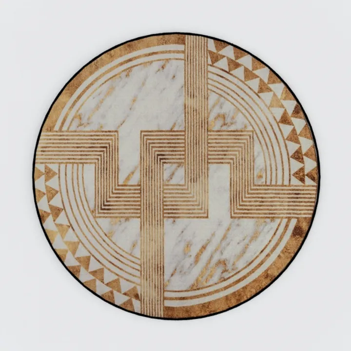 Art Deco Marble Brass Round Area Rug 3D Model
