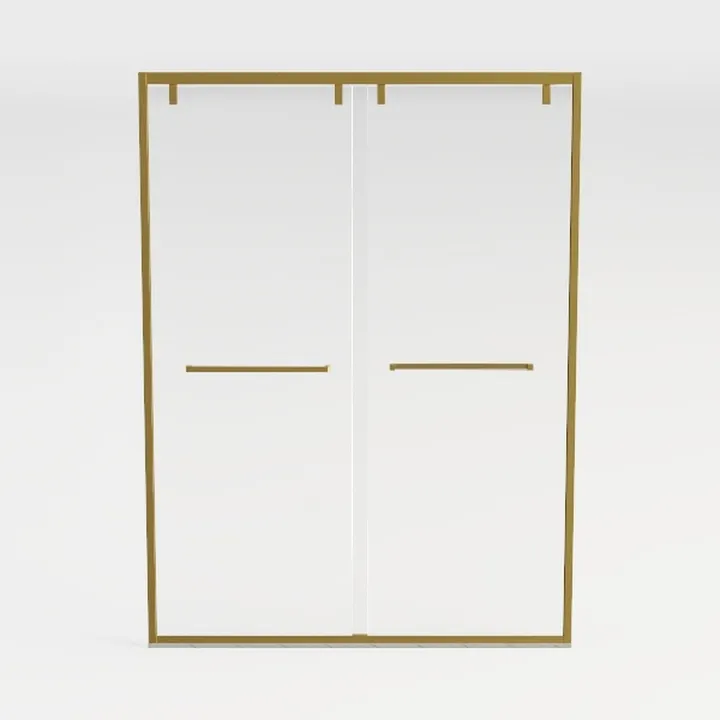 Modern Brass Glass Double Sliding Shower Door 3D Model