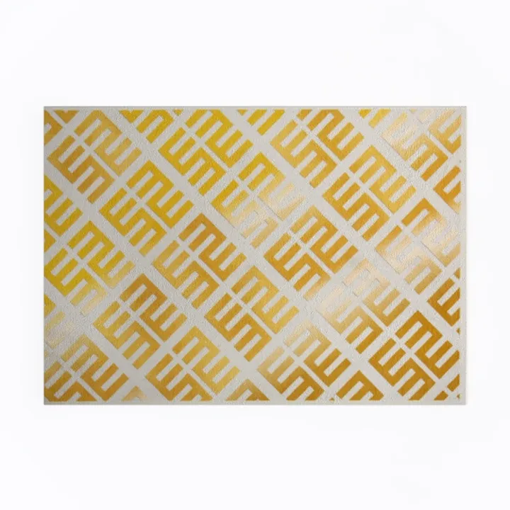 Yellow and White Checkerboard Living Room Rugs Machine Washable