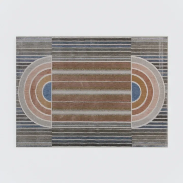 Modern Geometric Striped Wool Area Rug 3D Model