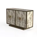 Accent Cabinet with 4 Carved Floral Doors Left 45 Degree View