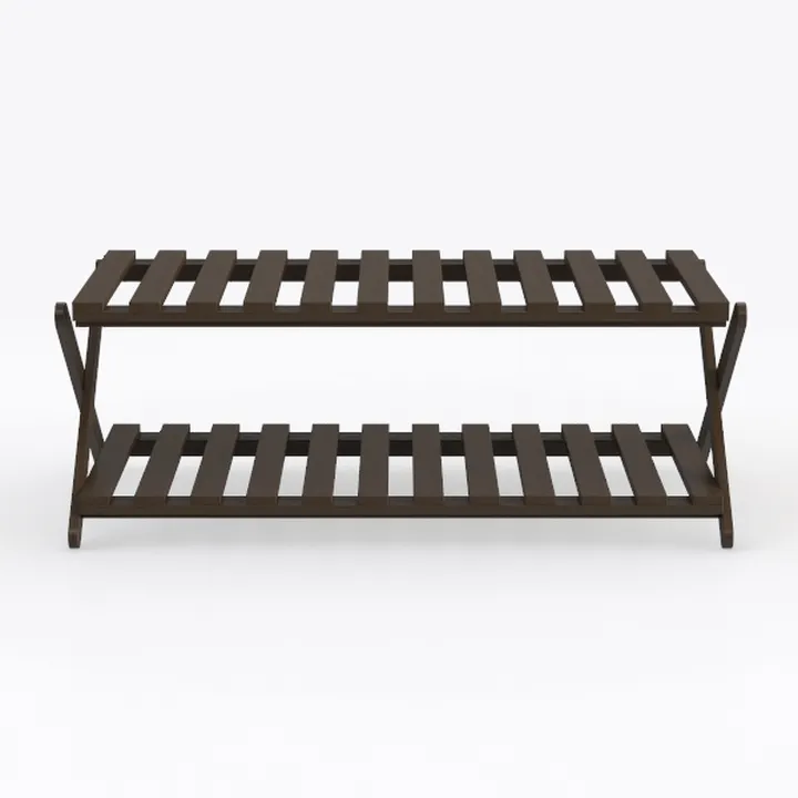 Shoe Rack,2-Tier Bamboo Stackable Shelf Storage