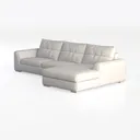 Minimalist White Fabric L Shape Sectional Sofa 3D Model Left 45 Degree View