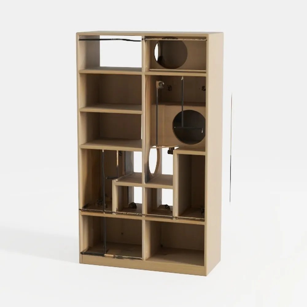 Modern 2 IN 1 Wood Bookshelf  Cat House, Cat Tree 