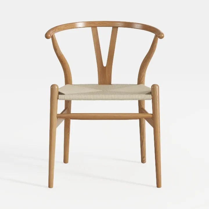 Solid Wood Weave Dining Chairs, Mid-Century Modern