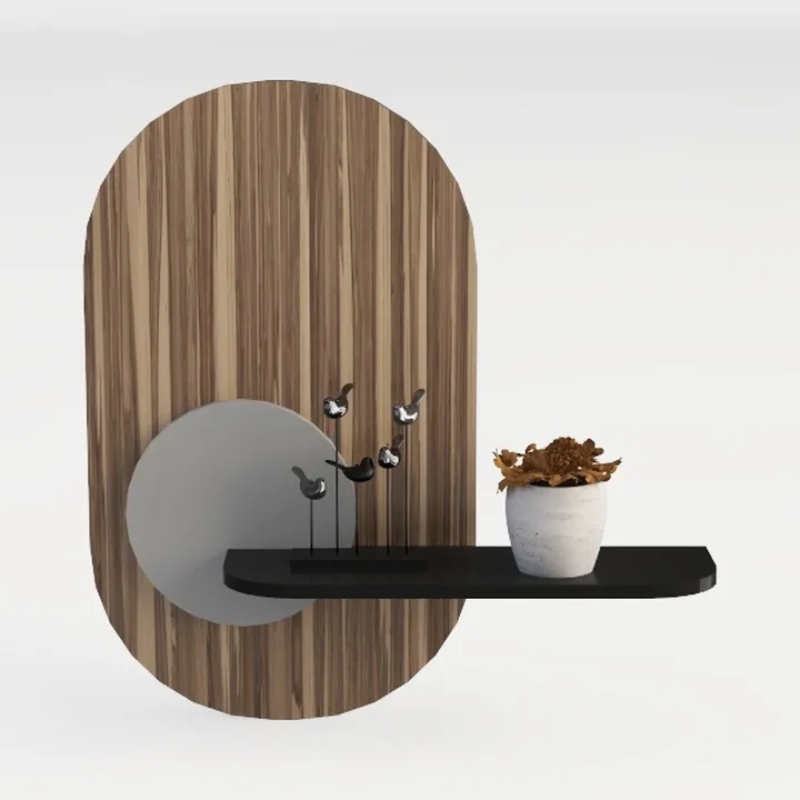 Modern Wall Shelf with Arched Wood Design Mid