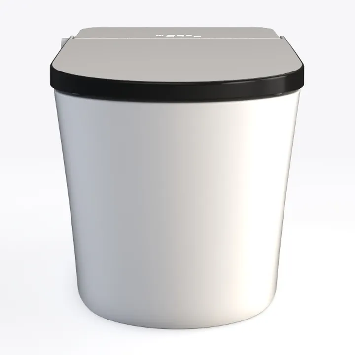 Minimalist White Plastic Smart Trash Can 3D Model