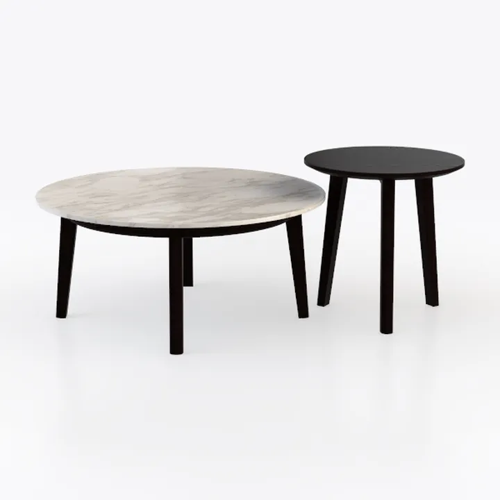 Wooden Round Modern Nesting Coffee Set of 2, Round