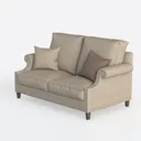 Classic Fabric Upholstered Loveseat Sofa With Nailhead Trim 3D Model Left 45 Degree View