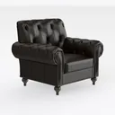 Vintage Tufted Leather Armchair with Nailhead Trim 3D Model Right 45 Degree View