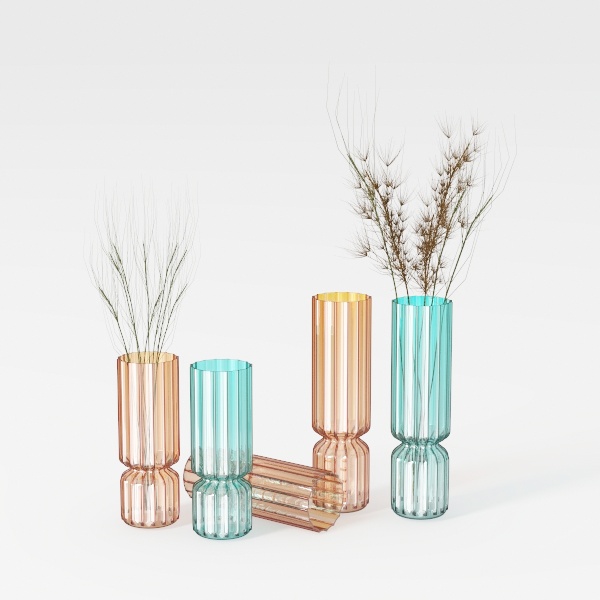 Colored Glass Vase Nordic Transparent Flower Arrangement Container Plant Hydroponic Flower Vase Desktop Ornament Home Decoration