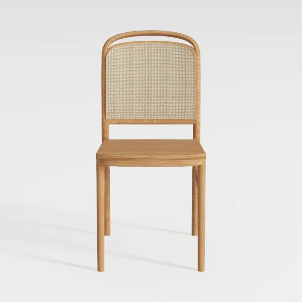 VINGLI Sage Green Woven Wooden Dining Chairs Set