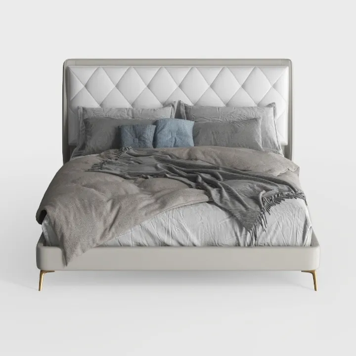 Full Size Bed Frame with Led Lights, Upholstered