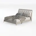 Full Size Bed Frame with Led Lights, Upholstered Left 45 Degree View