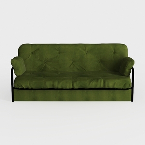 Velvet Tufted Metal Frame Loveseat Sofa 3D Model