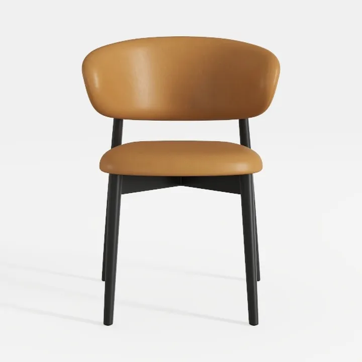 Modern Leather Upholstered Dining Chair 3D Model
