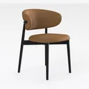 Modern Leather Upholstered Dining Chair 3D Model Right 45 Degree View