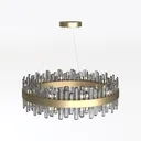 Modern Brass and Smoked Glass Chandelier 3D Model Left 45 Degree View