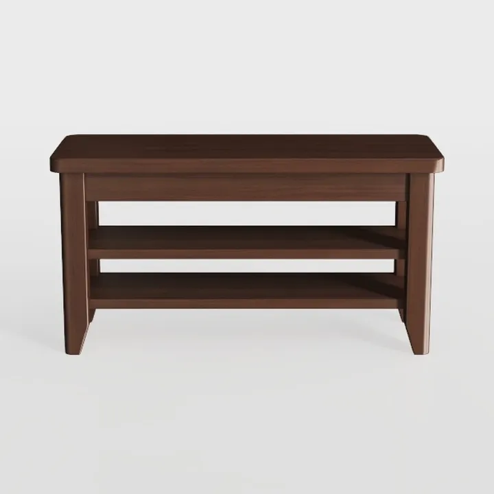 Minimalist Solid Walnut Wood 2 Tier Coffee Table 3D Model
