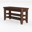 Minimalist Solid Walnut Wood 2 Tier Coffee Table 3D Model Left 45 Degree View