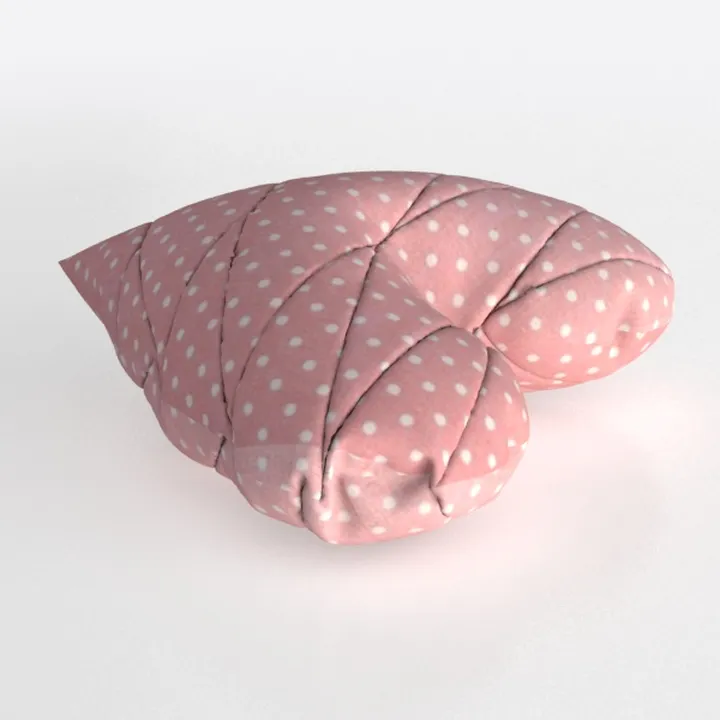 Pink Polka Dot Fabric Heart Shaped Throw Pillow 3D Model