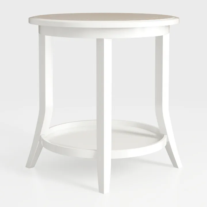 2 Tier Round Outdoor Side Table with Wood-Like