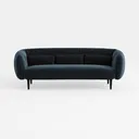 Modern Velvet Upholstered 3 Seater Sofa With Pleated Detail 3D Model Front View