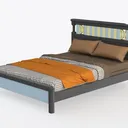 Queen Bed Frame with Headboard, Metal Platform Bed Left 45 Degree View