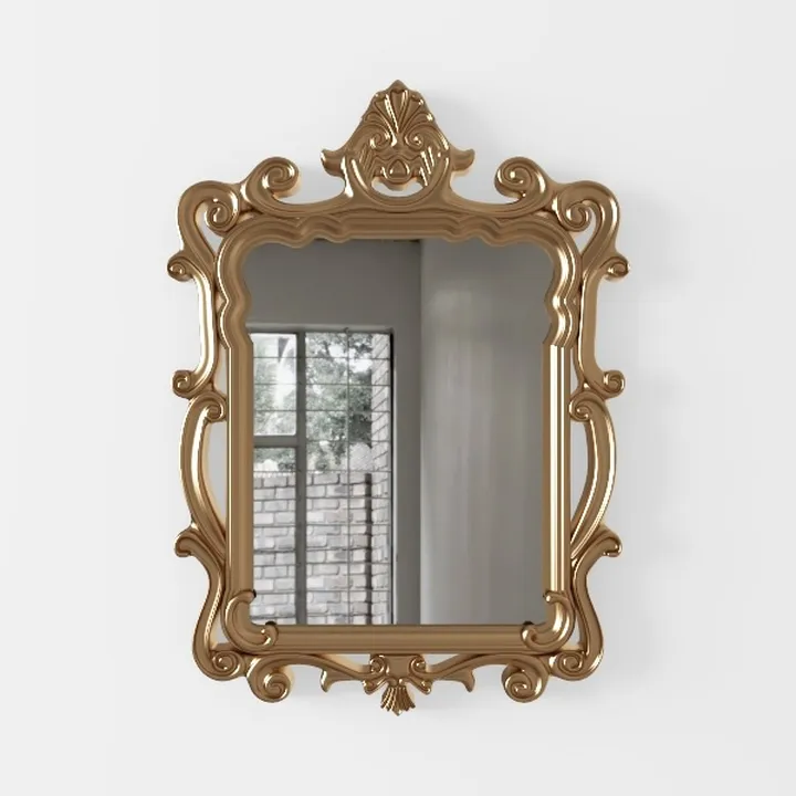 Vintage Brass Ornate Wall Mirror 3D Model