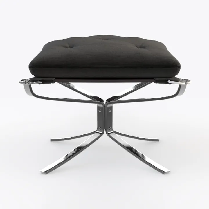 Modern Black Fabric Upholstered Metal Frame Ottoman 3D Model