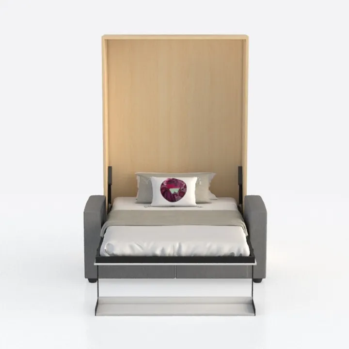 Modern Fabric Wood Space Saving Murphy Bed 3D Model