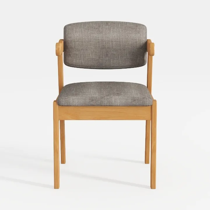 Minimalist Solid Wood Fabric Upholstered Armchair 3D Model