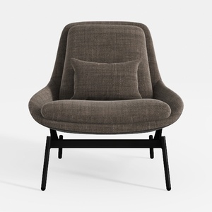Minimalist Fabric Upholstered Accent Armchair 3D Model
