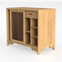 WEENFON Rattan Cabinet, Storage Cabinet with Left 45 Degree View