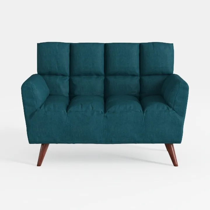 Modern Teal Fabric Tufted Loveseat Sofa 3D Model