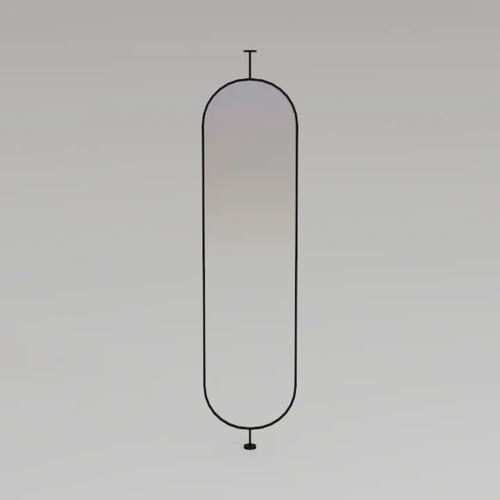 Minimalist Black Metal Framed Oval Pivot Wall Mirror 3D Model