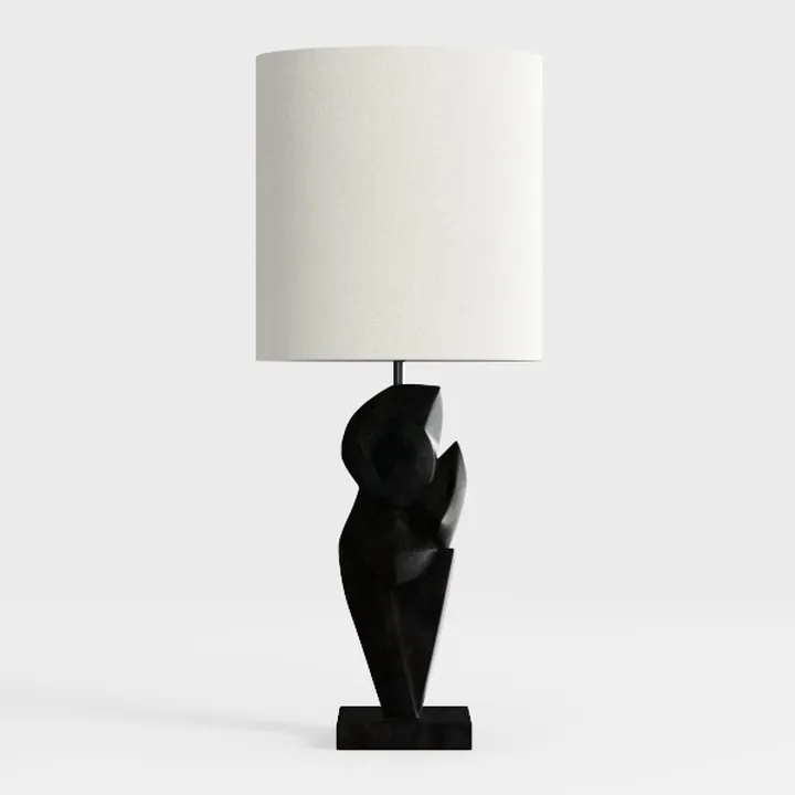 Modern Black Resin Abstract Sculptural Table Lamp 3D Model