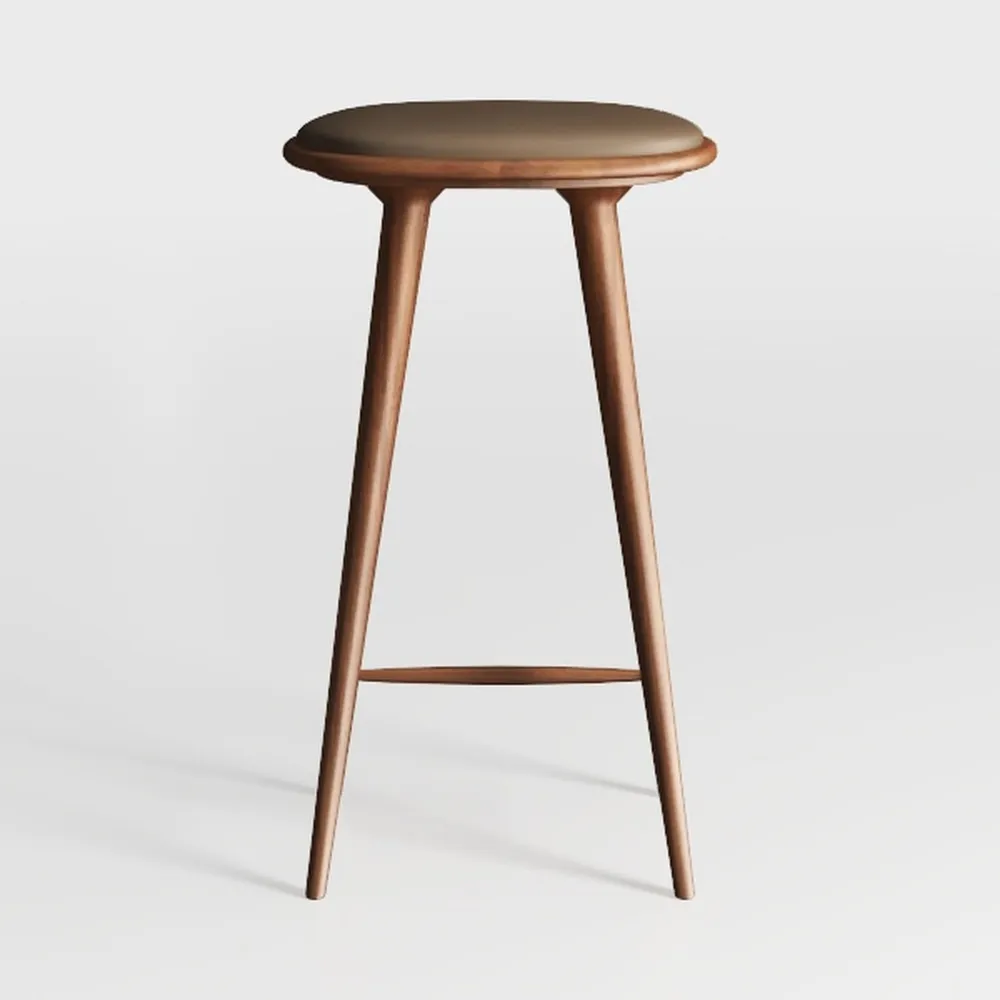 39.49 in. Brown Low Back Wood Bar Stool with Woode