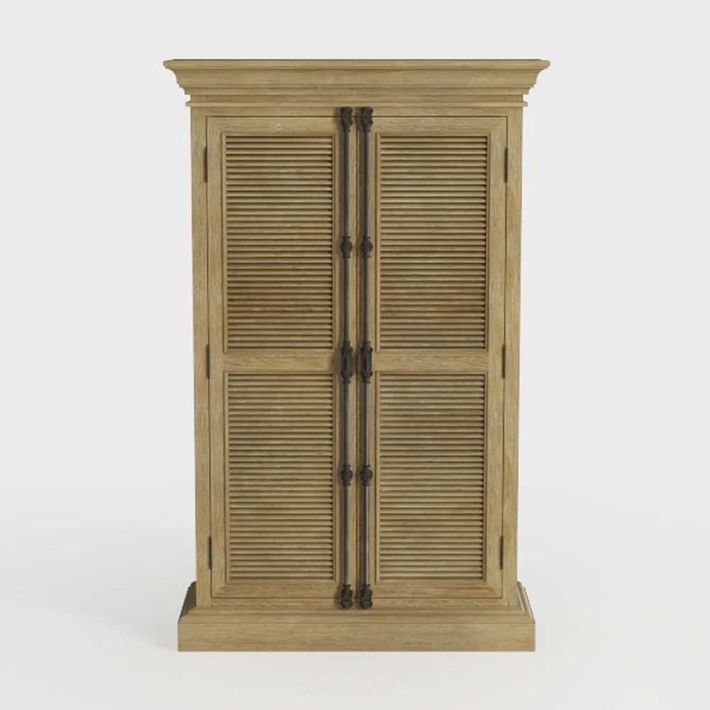 47" Kitchen Pantry with Natural Rattan Doors