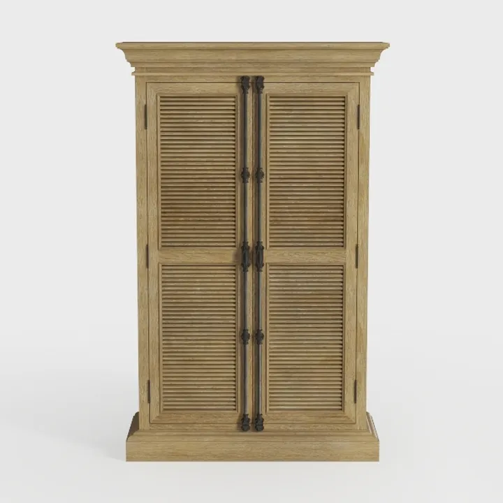 47" Kitchen Pantry with Natural Rattan Doors