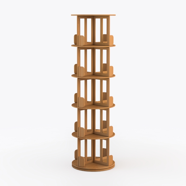 5 Tier Rotating Bookshelf, 360 ° Display Stackable