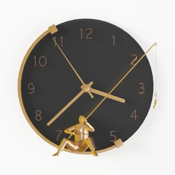 Modern Brass Black Metal Creative Wall Clock 3D Model
