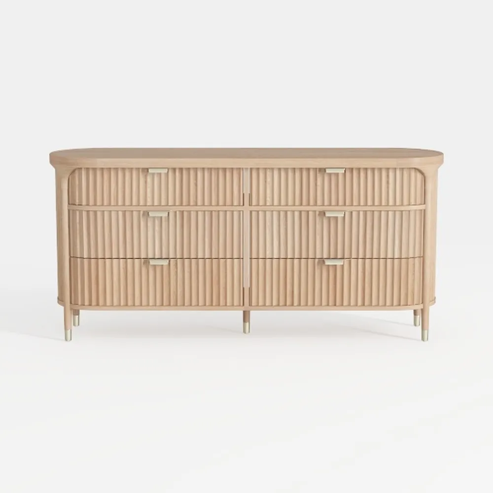 6 Drawers Dresser for Bedroom, Fluted Dresser