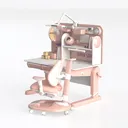 Small Standing Desk and Chair Set - Widened Left 45 Degree View