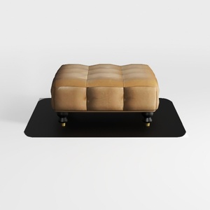 Modern Tan Leather Tufted Ottoman Square Footrest 3D Model