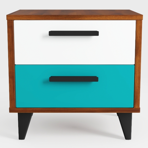 Mid-Century Modern Nightstand with 2 Drawers